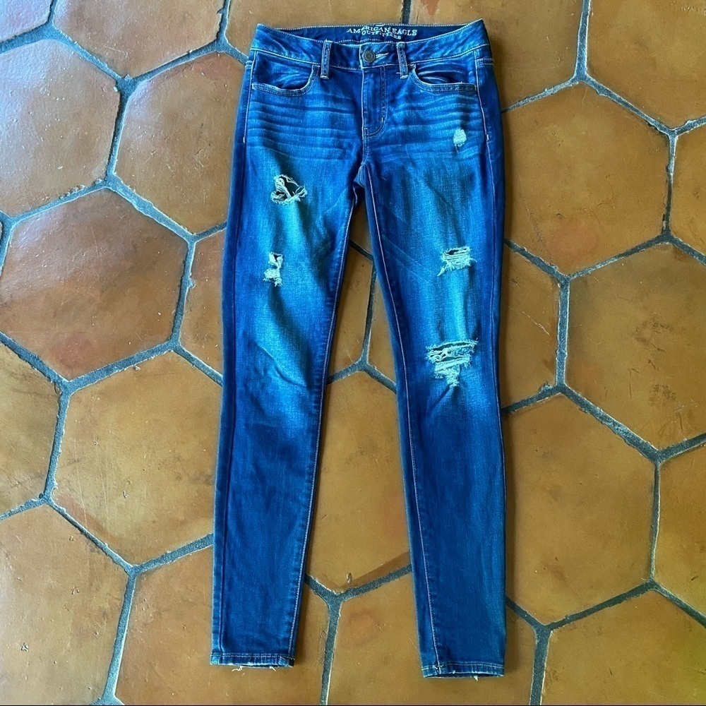 AMERICAN EAGLE JEANS Jeggings dark wash destroyed
